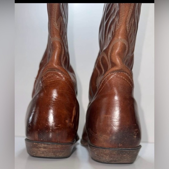 SZ 9.5 VINTAGE BOULET MENS LEATHER COWBOY WESTERN RANCHER BOOTS - Picture 9 of 12